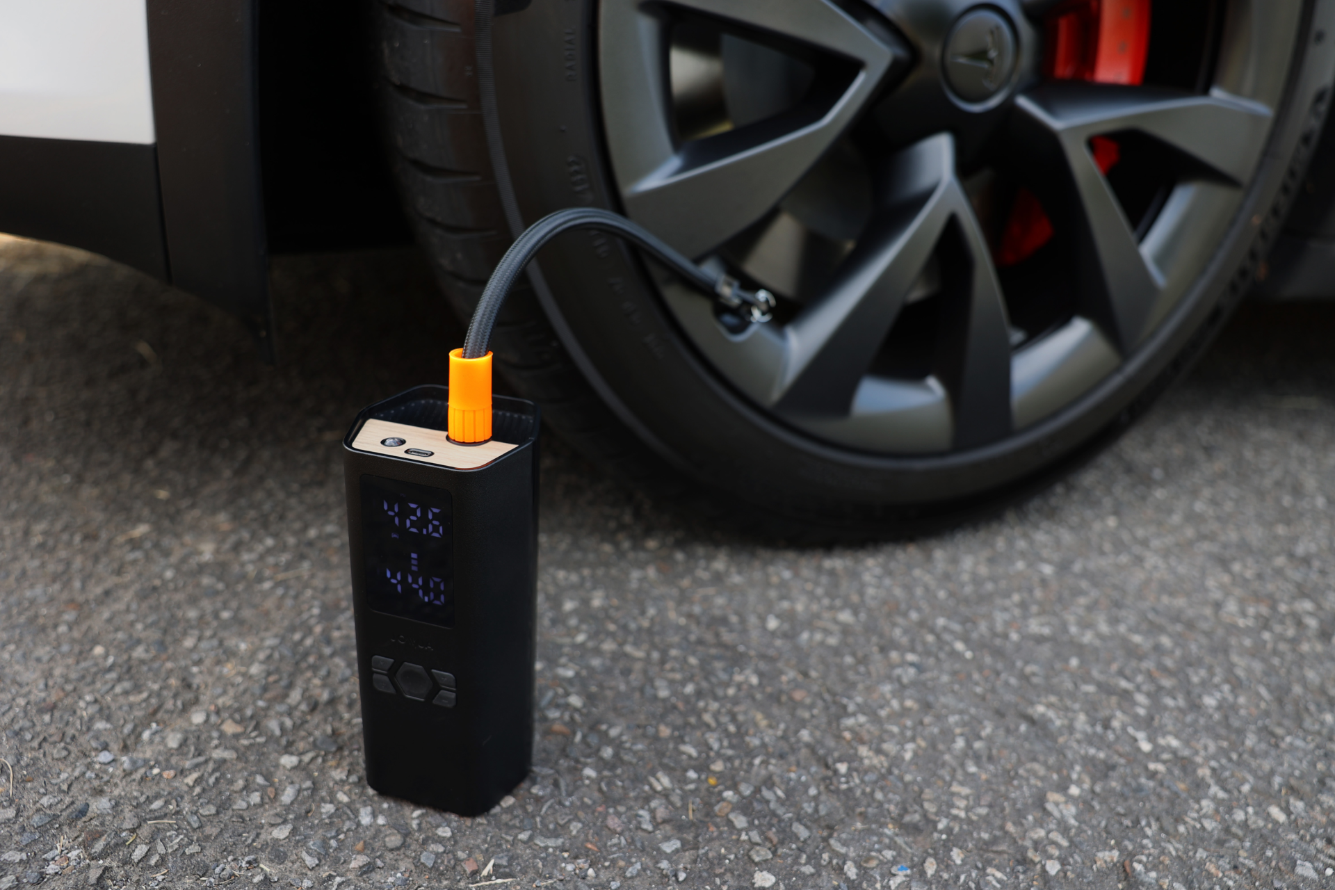 Portable Air Compressor for Tesla & Tire Valve Caps Combo-6